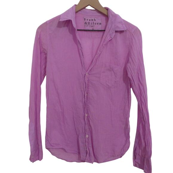 Frank & Eileen Women Sz XS Lavender Purple Button-Up Shirt Cotton Long Sleeve - Picture 1 of 7